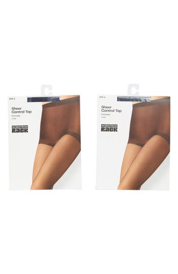 Nordstrom Rack 2-pack Sheer Control Top Pantyhose In Blue