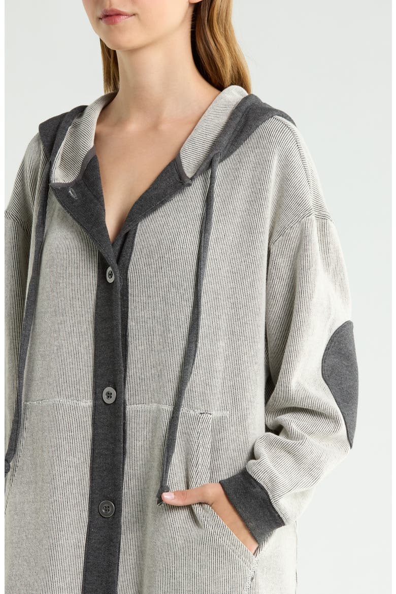 Tomorrows Ribbed Cotton Blend Longline Hoodie, Alternate, color, DARK HEATHER GREY CO