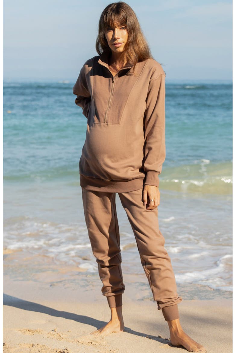 Maternity/Nursing 2-Piece Track Set, Alternate, color, BROWN