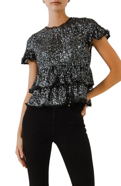 Sequin Babydoll Top