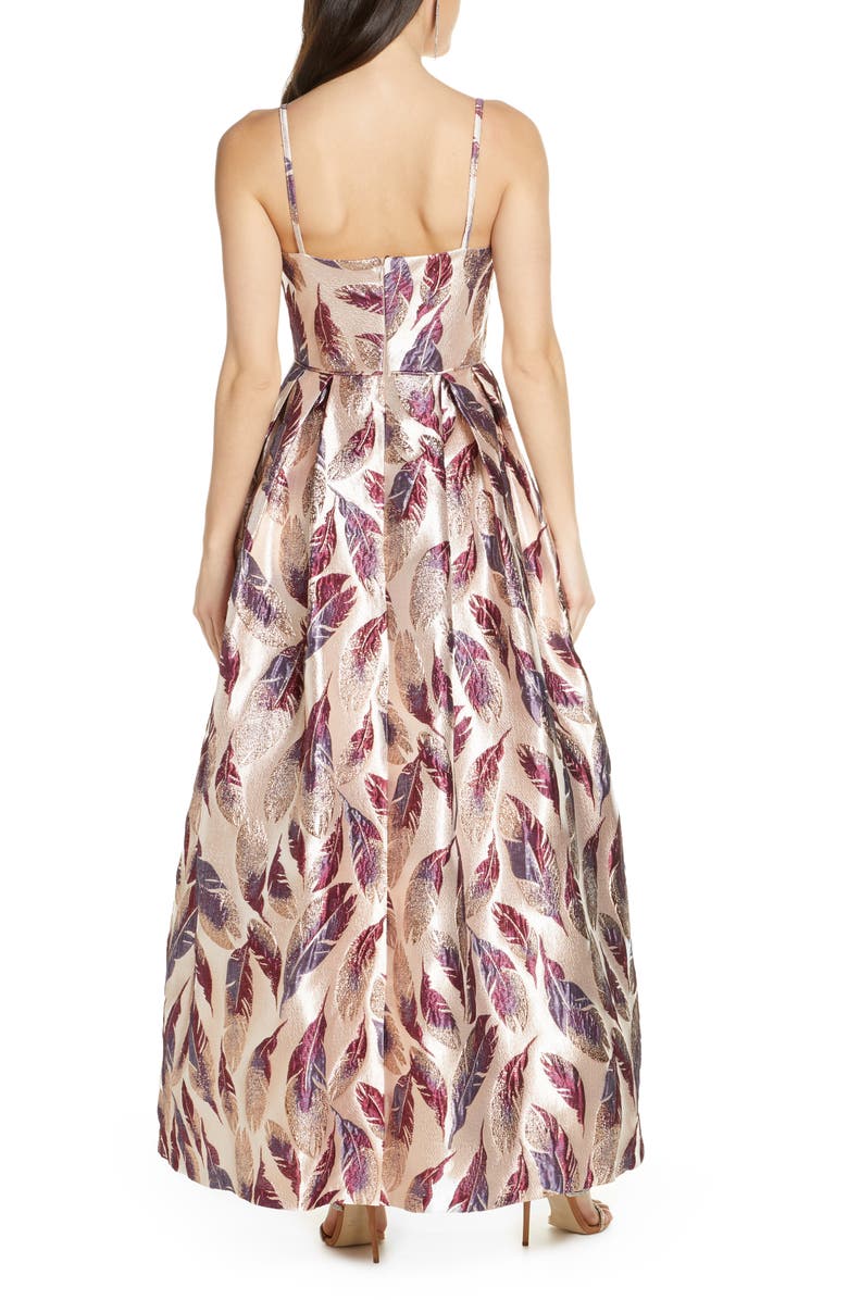 Morgan & Co. Feather Brocade A-Line Gown, Alternate, color, 