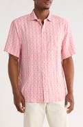 Tommy Bahama Wash of Watercolor Geo Print Short Sleeve Button-Up Shirt