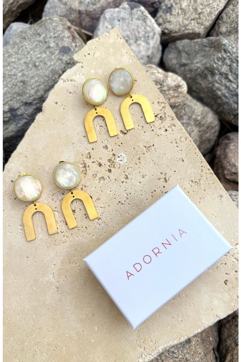 Set of 2 Arch Statement Drop Earrings, Alternate, color, GOLD