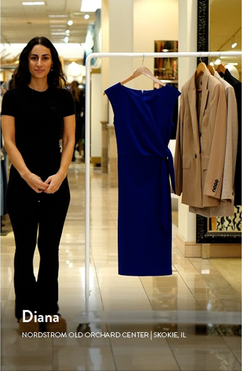 Side Tie Crepe Sheath Dress, sales video thumbnail