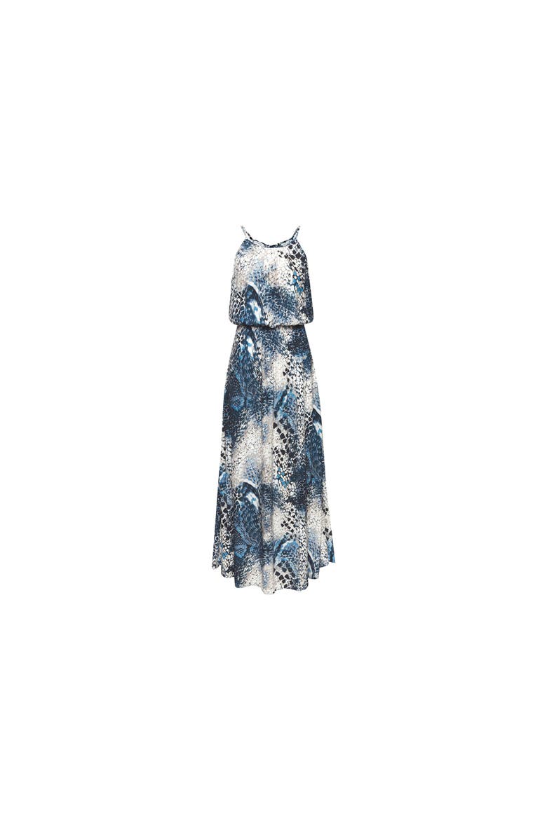 High Neck Sleeveless Maxi Dress, Alternate, color, Blue-Printed