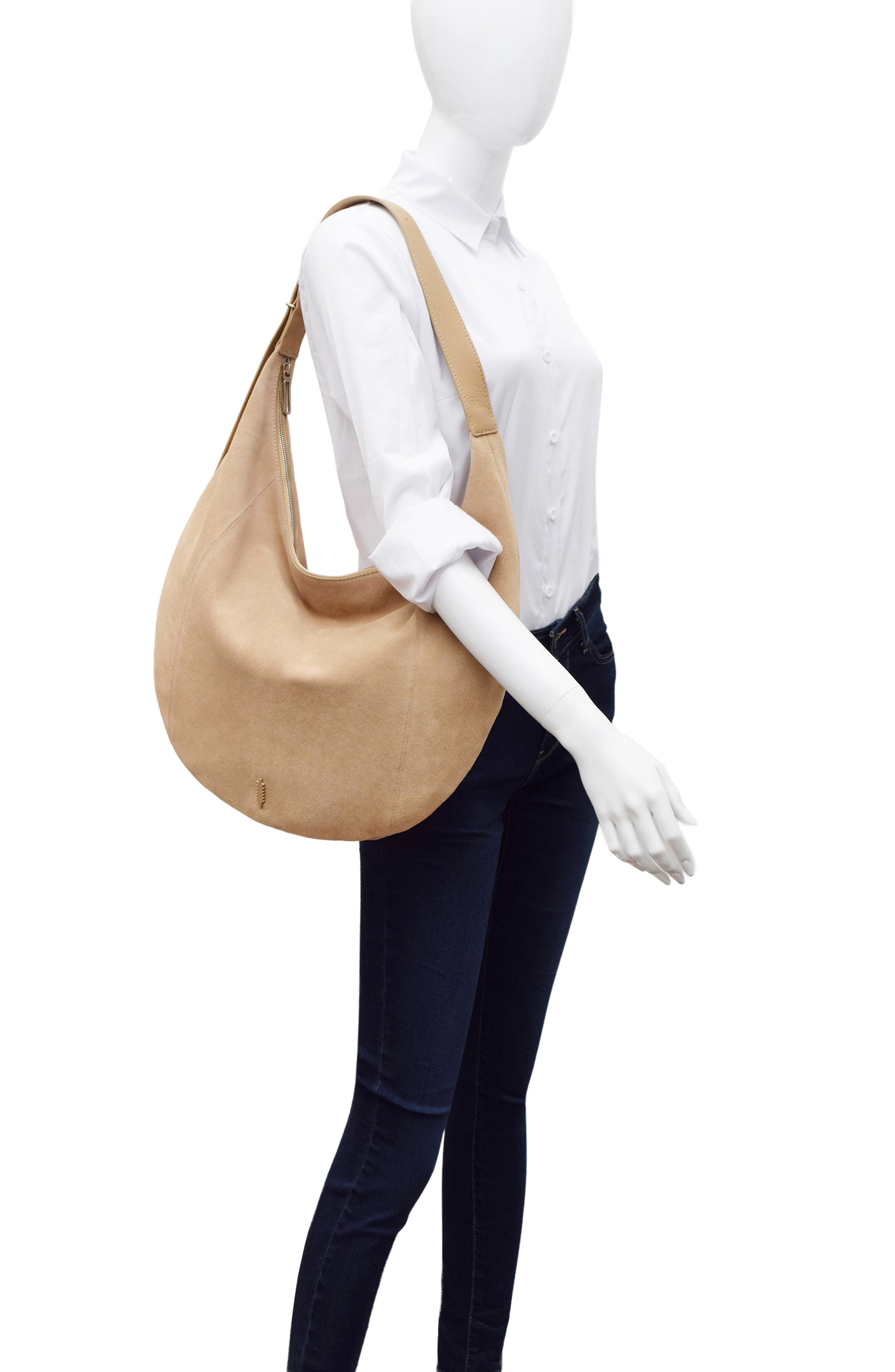 Thacker Oversize Wyatt Suede Hobo Bag, Alternate, color, Nutmeg
