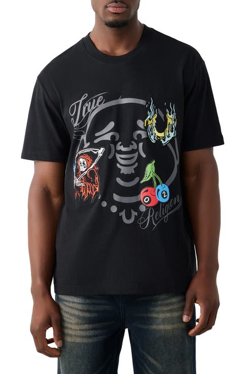 Buddha Face Cotton Graphic T-Shirt