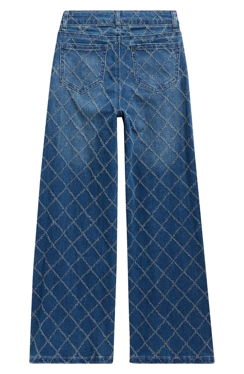 Tractr Kids' Diamond Needle Punch Wide Leg Jeans, Alternate, color, Mid Indigo1