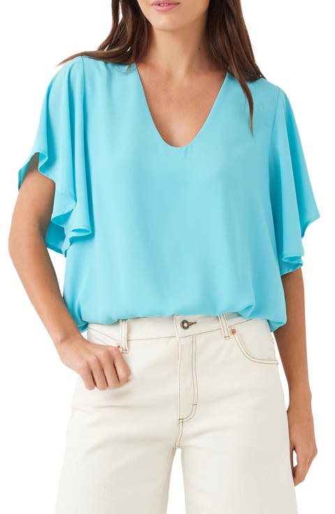 Flutter Sleeve V-Neck Top (Regular & Petite)