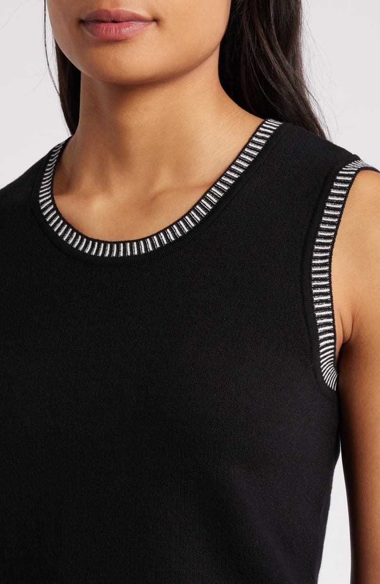 CeCe Jacquard Trim Sweater Vest, Alternate, color, Rich Black