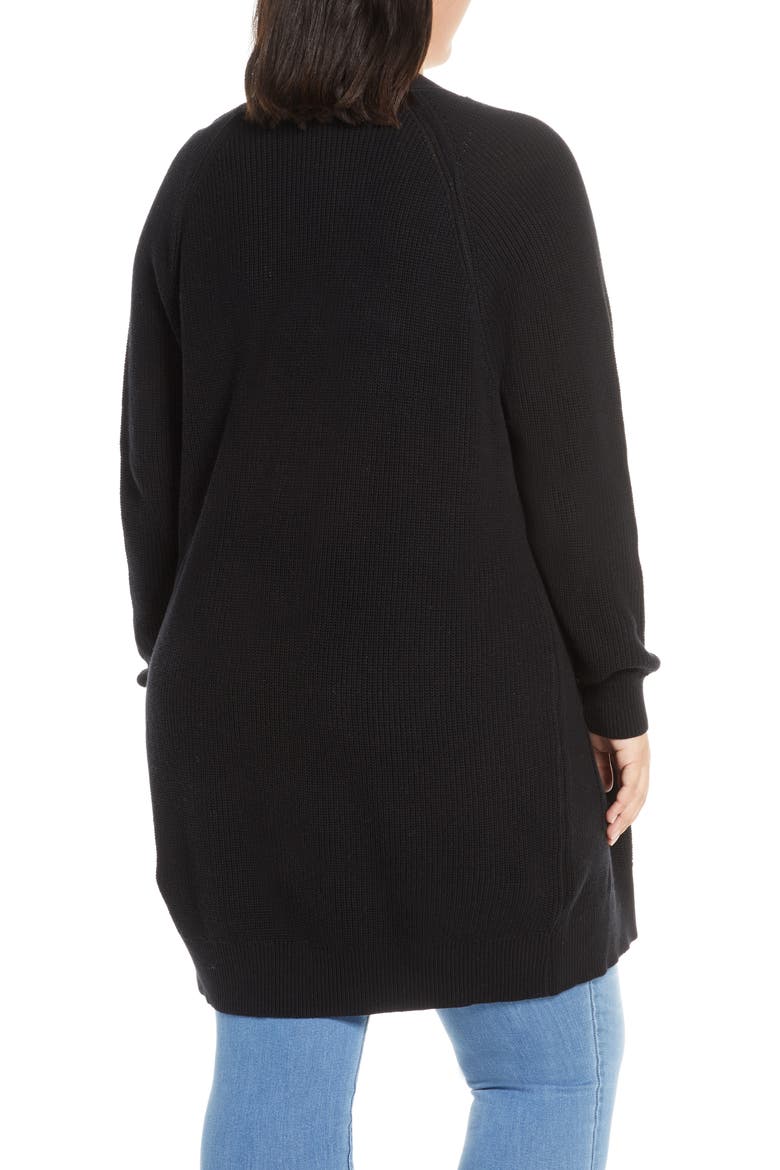 Longline Open Cardigan, Alternate, color, BLACK