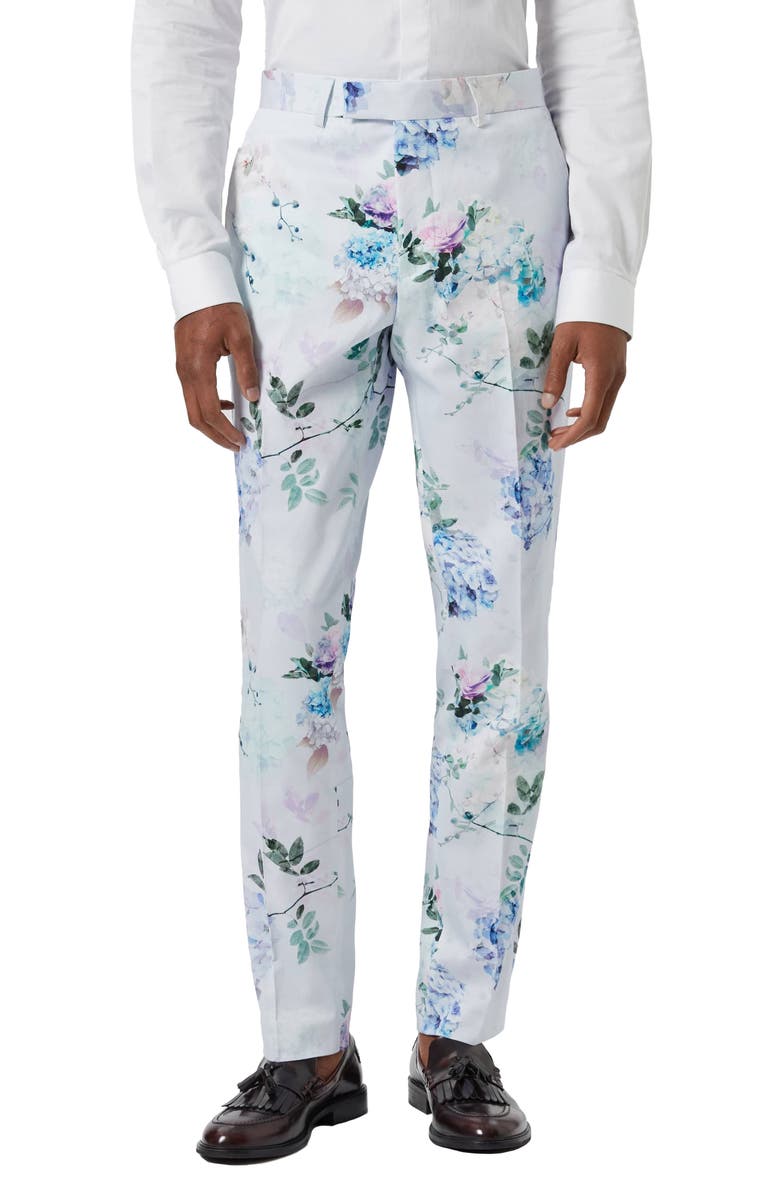 Twisted Tailor Pickhurst Slim Fit Blue Floral Suit Trousers, Main, color, 