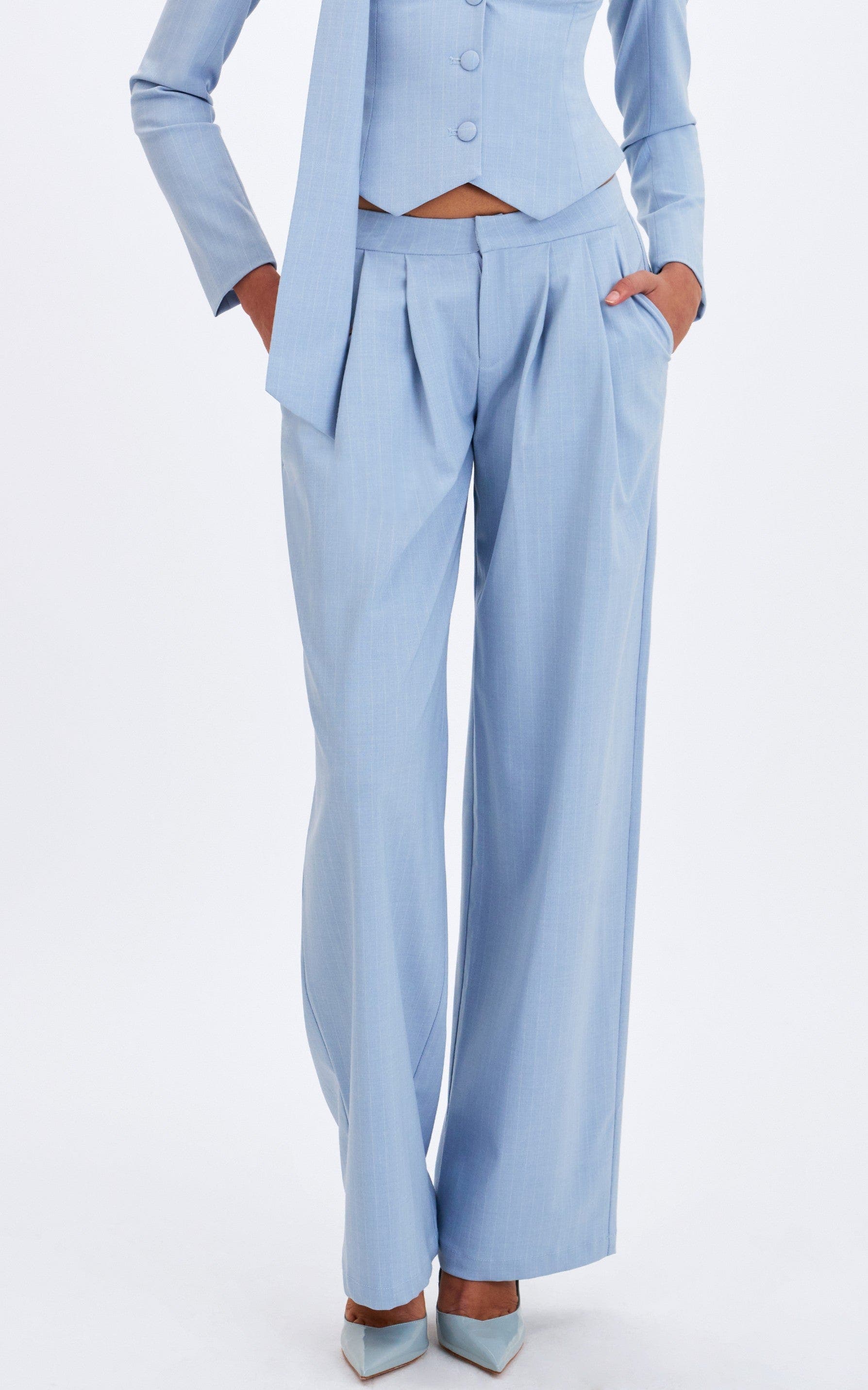Reva Pinstripe Single Pleat Pants - image 2