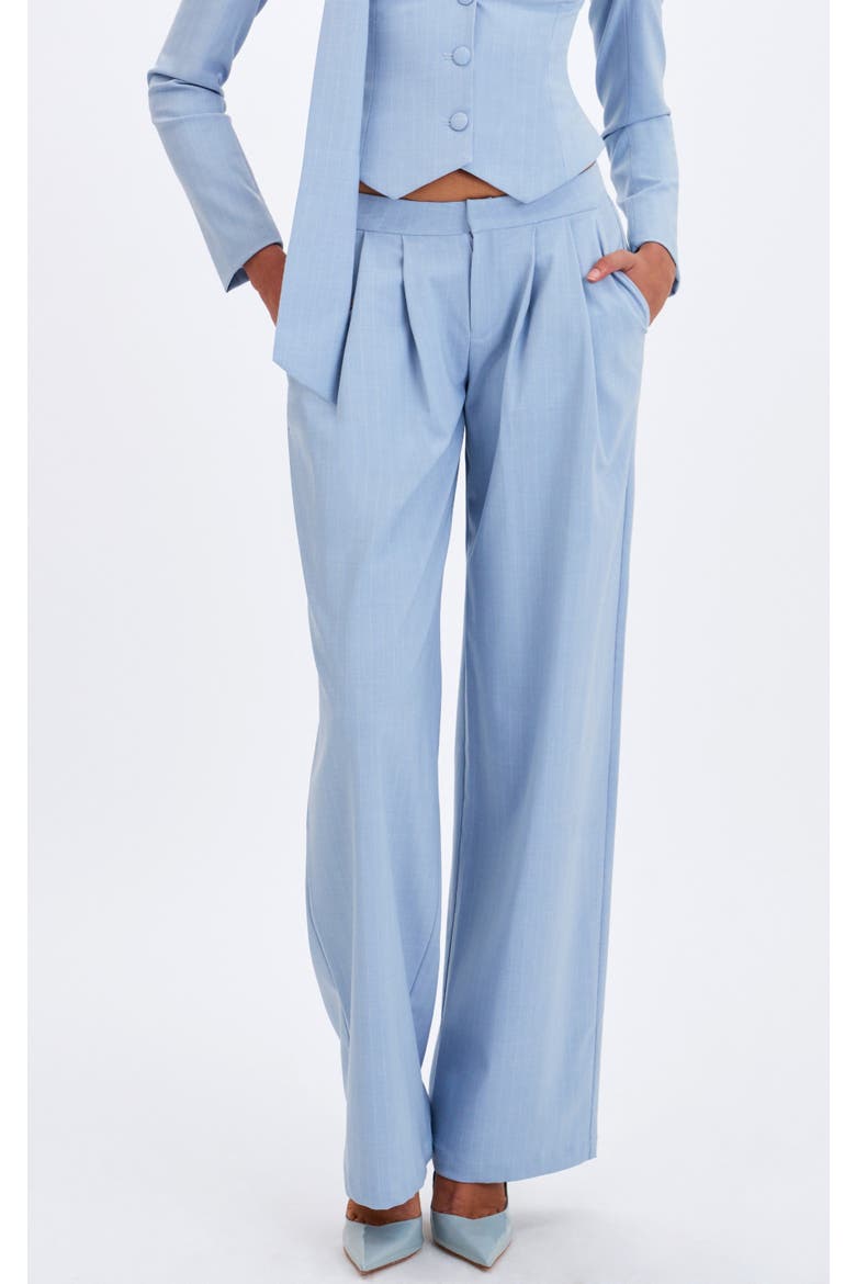 Reva Pinstripe Single Pleat Pants, Alternate, color, Sky Blue