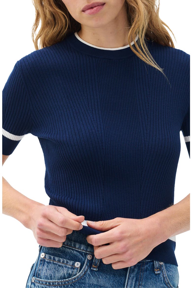 Kassy Rib Short Sleeve Sweater, Main, color, NAVY