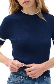 rag & bone Kassy Rib Short Sleeve Sweater