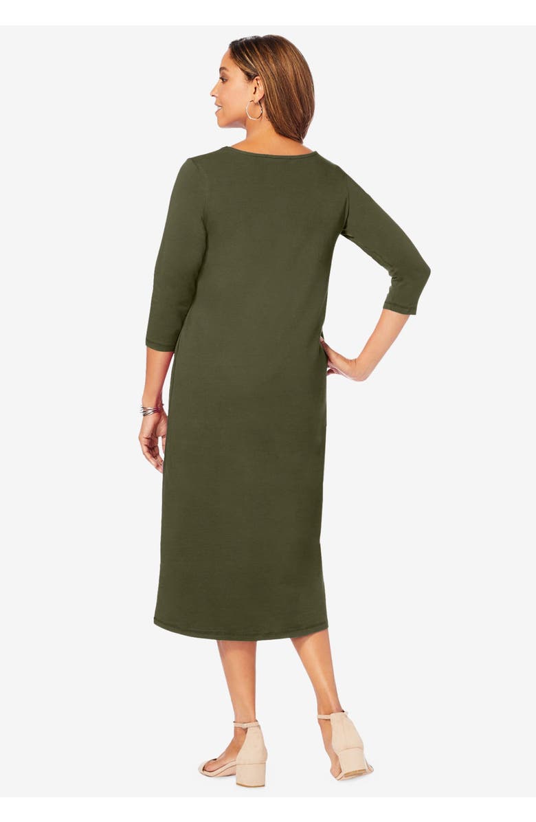 Jessica London Stretch Cotton T-Shirt Dress, Alternate, color, Dusty Indigo