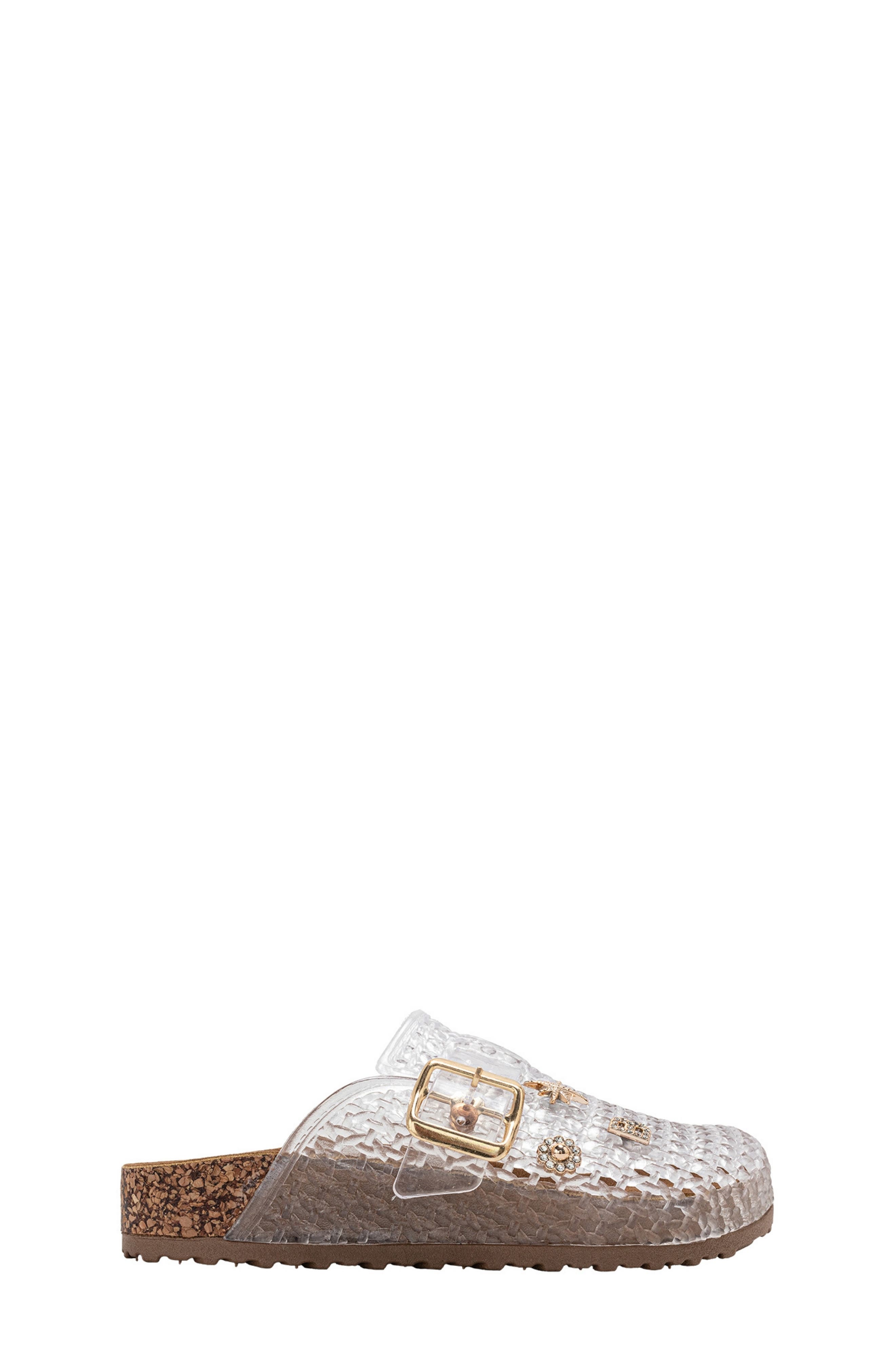 bebe Twinkle Footbed Clog, Alternate, color, Clear