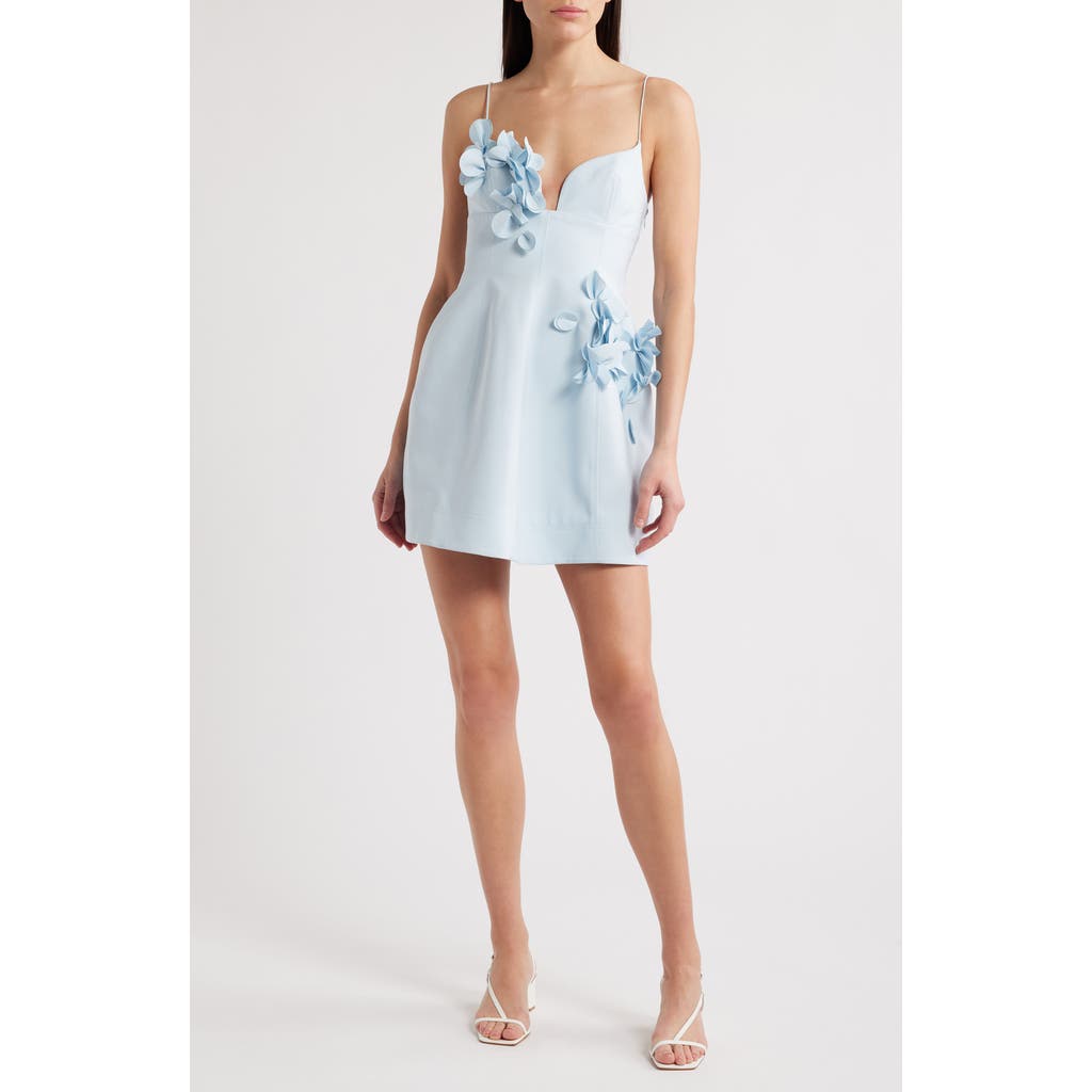 Acler Bilston Floral-embellished Mini Dress In Baby Blue