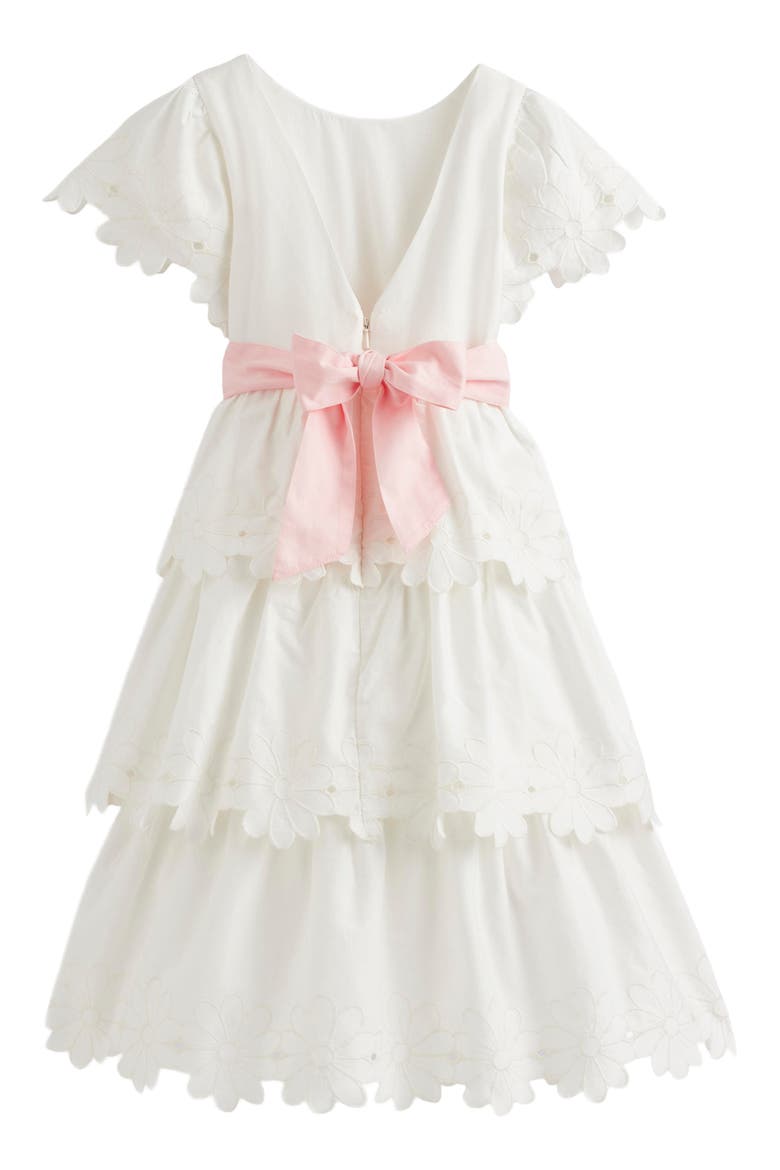 Kids' Floral Cutout Tiered Dress, Alternate, color, SOFT IVORY