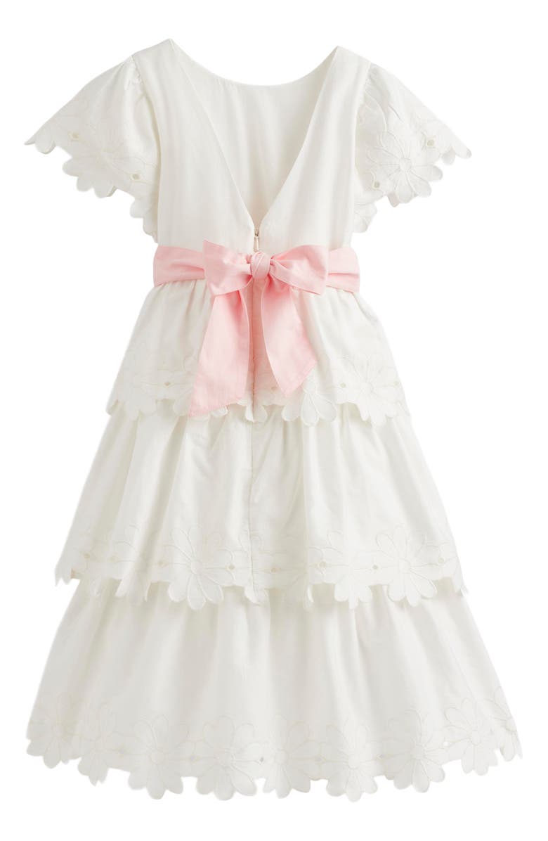 Mini Boden Kids' Floral Cutout Tiered Dress, Alternate, color, Soft Ivory