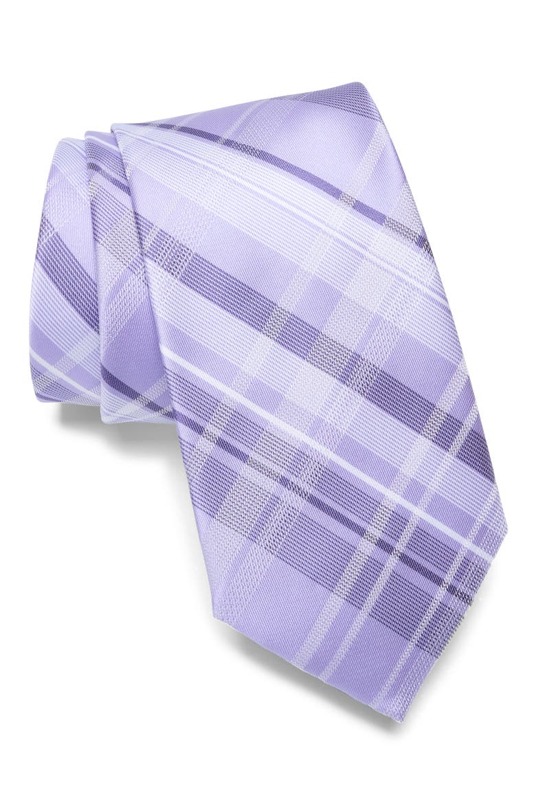 Simon Plaid Tie, Main, color, PURPLE