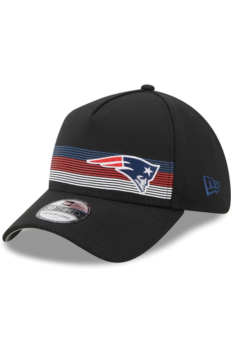 New Era Men's New Era Black New England Patriots Flawless Stripe 39THIRTY Flex Hat, Main, color, 