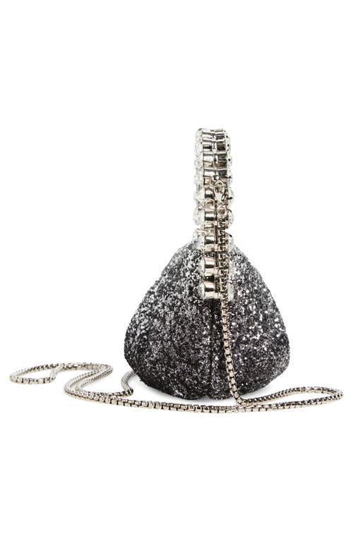 L'alingi Micro Eternity Glitter Satin Crystal Top Handle Bag In Black