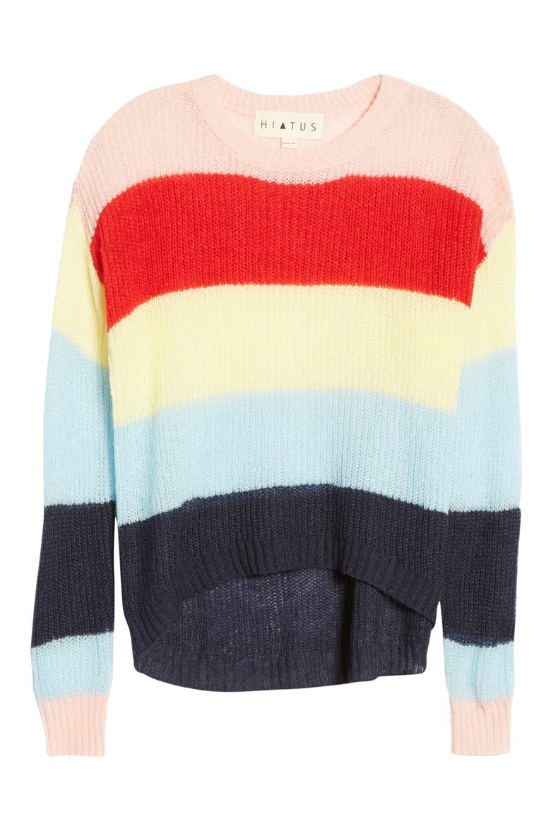 Rainbow Stripe Sweater, Alternate, color, RAINBOW PULLOVER SWEATER
