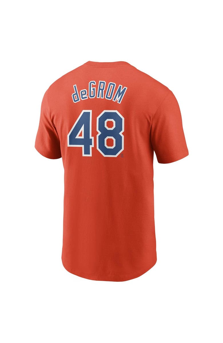 Nike Men's Nike Jacob deGrom Orange New York Mets Name & Number T-Shirt, Alternate, color, 