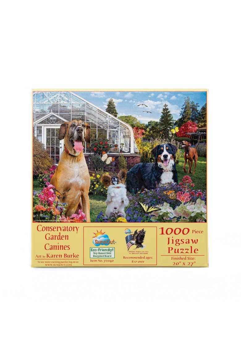 Conservatory Garden Canines 1000 piece Jigsaw Puzzle for Adults, Alternate, color, Multicolor