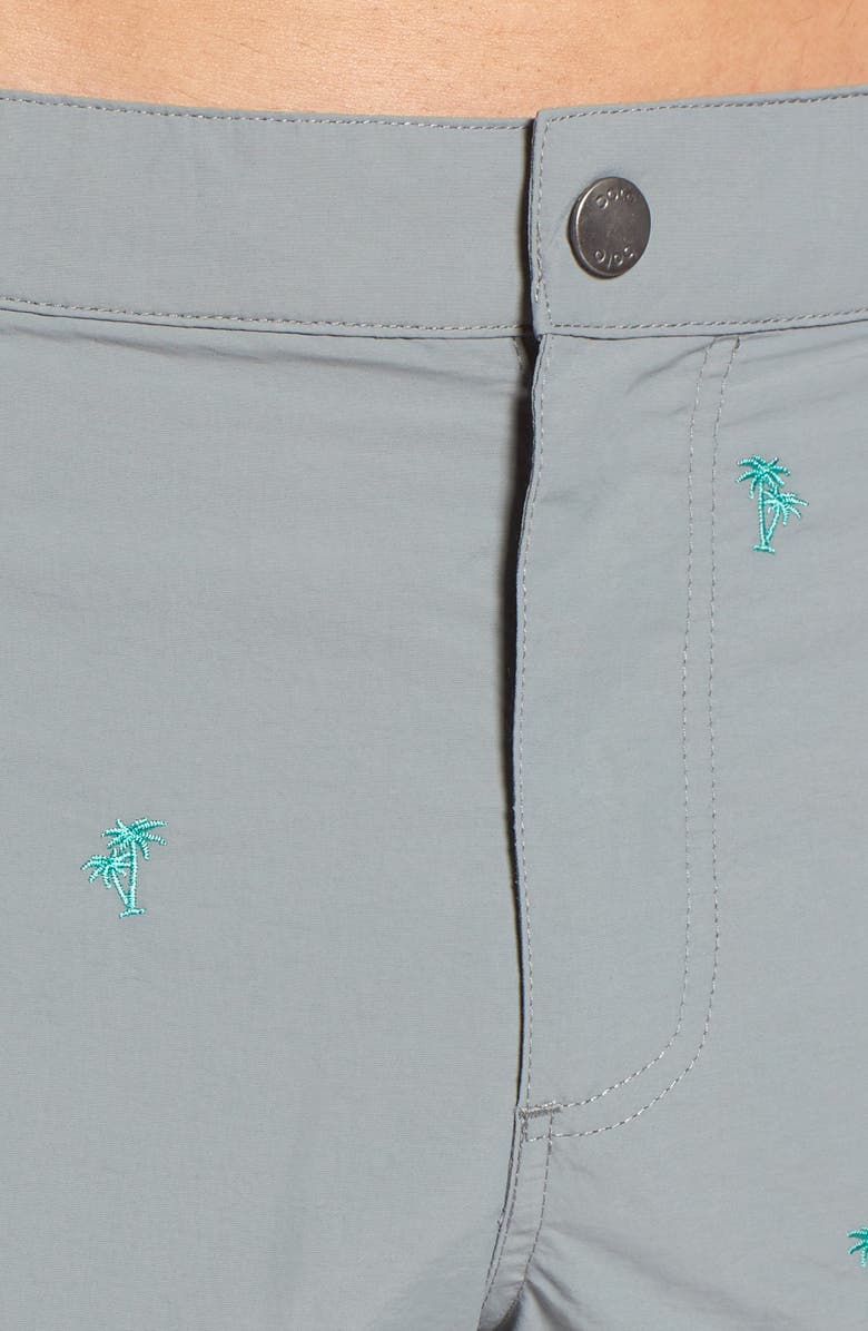 boto Aruba Tailored Fit Embroidered Palm Swim Trunks, Alternate, color, 