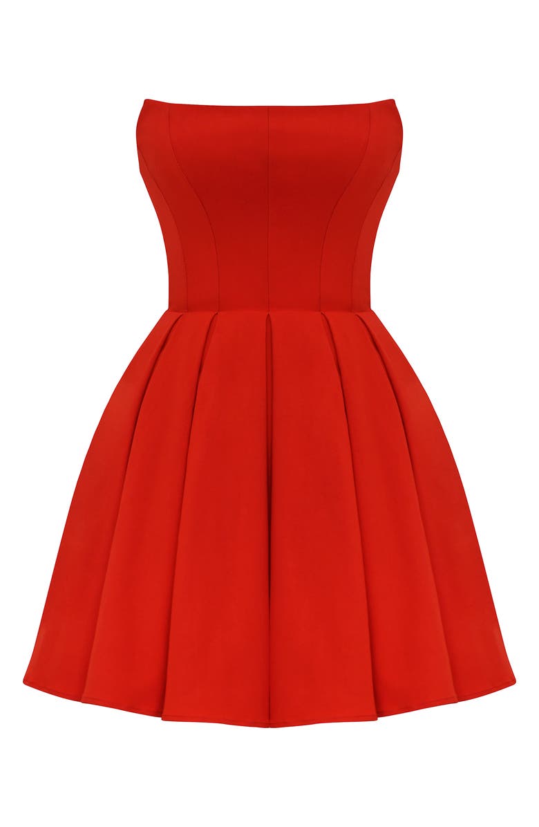 HOUSE OF CB Emmanuela Strapless Corset Fit & Flare Minidress, Alternate, color, Flame Scarlet