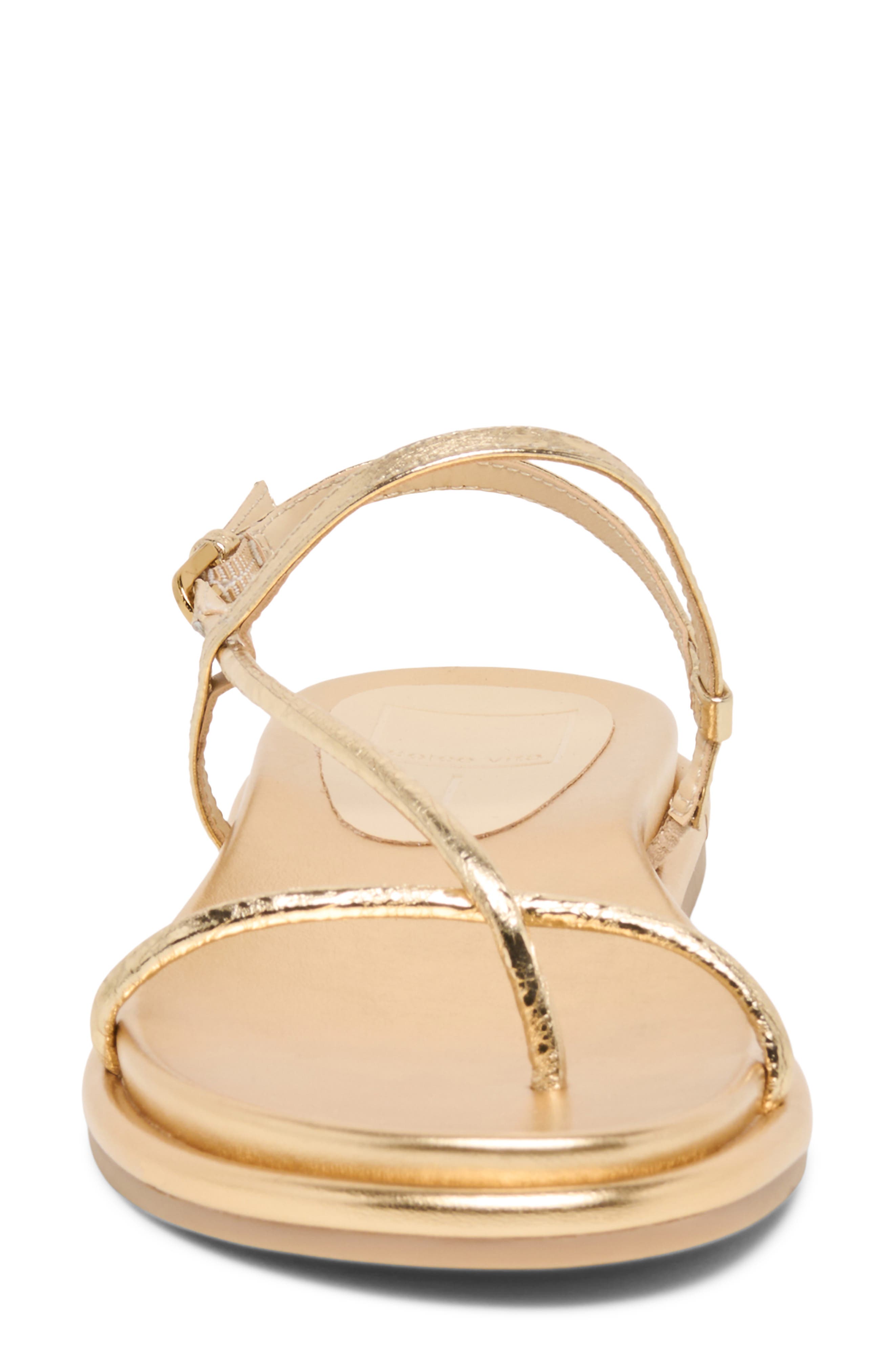 Dom Strappy Sandal, Alternate, color, GOLD DISTRESSED LEATHER