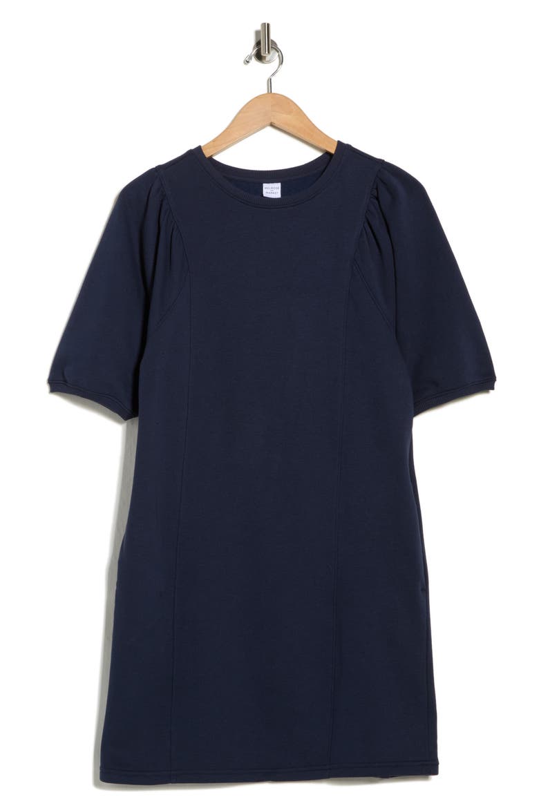 Puff Sleeve Knit Dress, Alternate, color, NAVY STILL
