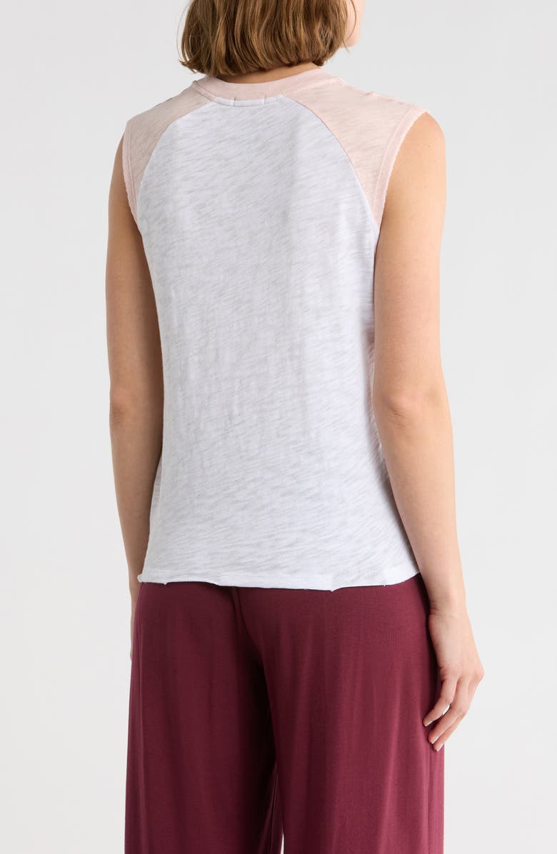 ATM Anthony Thomas Melillo Slub Cotton Jersey Sleeveless Baseball T-Shirt, Alternate, color, White / Oyster Pink