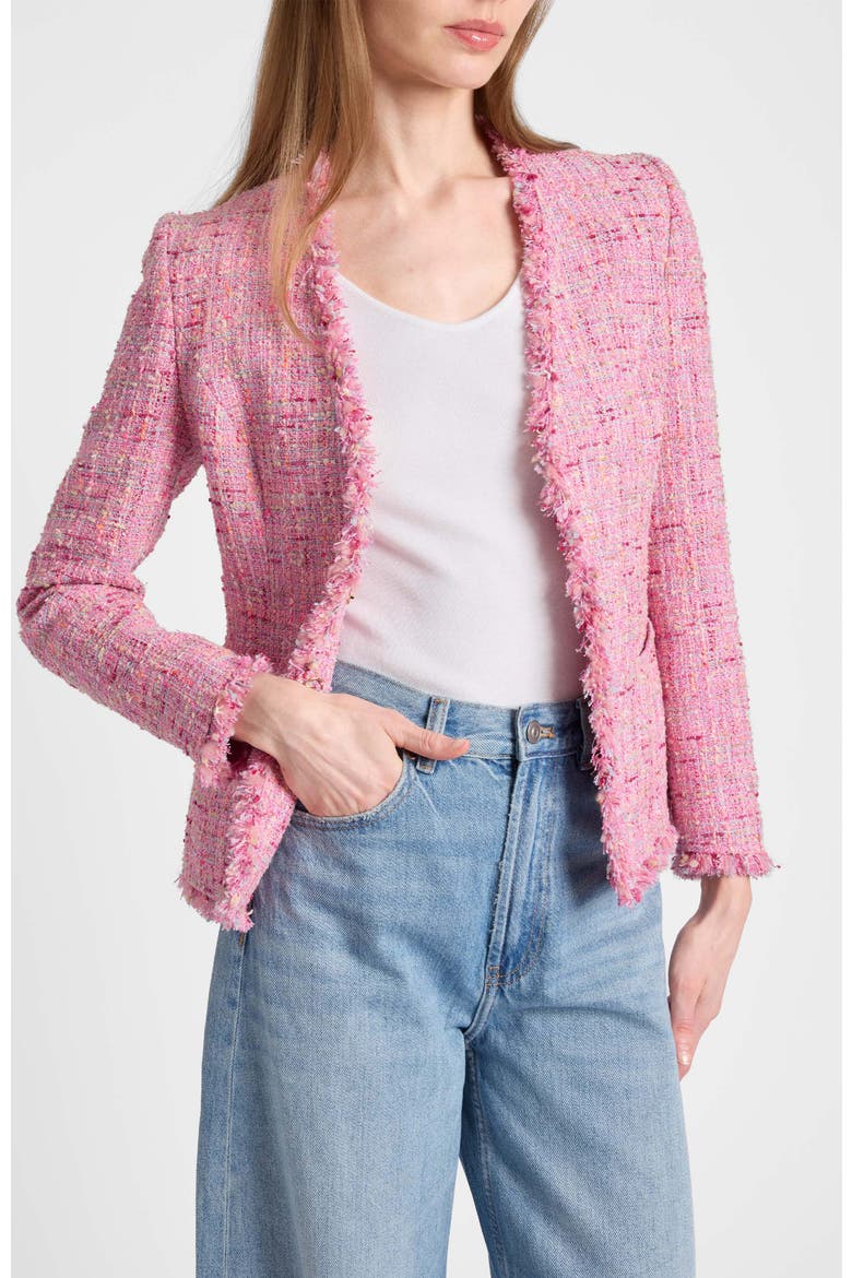Cynthia Jacket in Luxury Cotton Blend Tweed, Alternate, color, Candy Pink