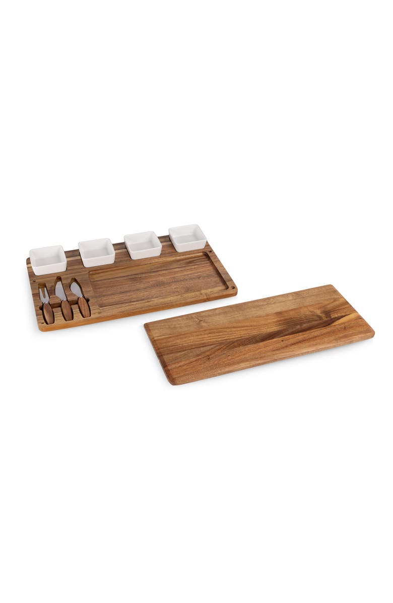 Toscana Picada Tapas & Cheese Board Set with Dip Bowls, Main, color, Acacia Wood