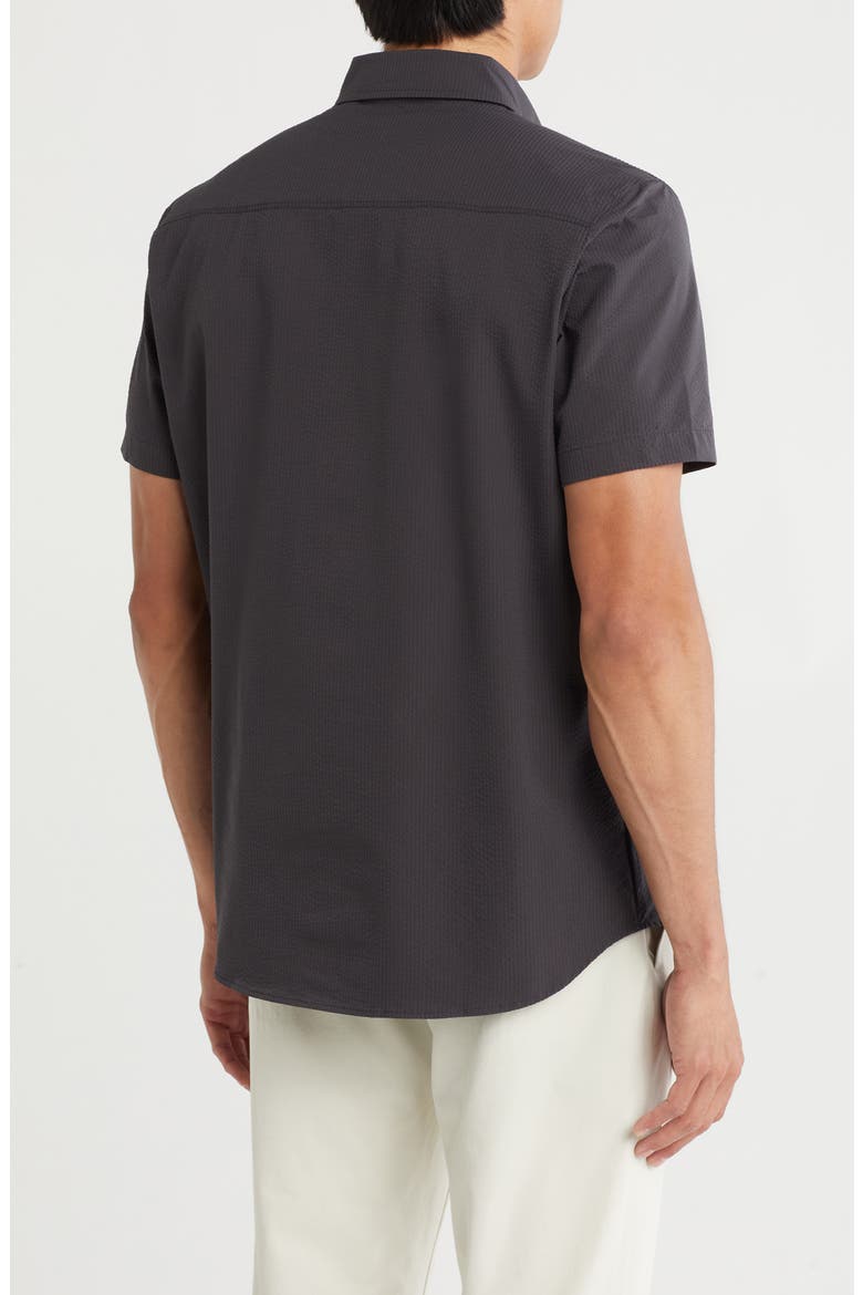 Seersucker Short Sleeve Button-Down Shirt, Alternate, color, SKILLET