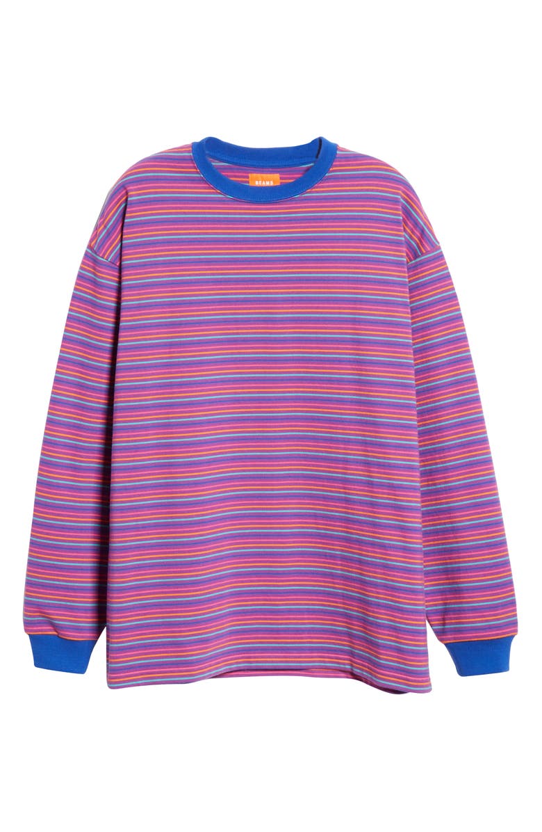 BEAMS High Gauge Stripe Sweater T-Shirt, Main, color, 