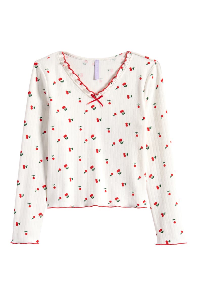 Kids' Cherry Print Long Sleeve T-Shirt, Main, color, CHERRY