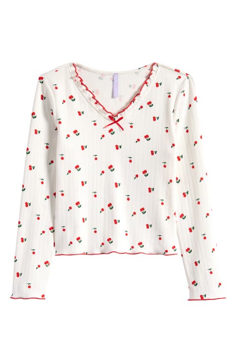 Kids' Cherry Print Long Sleeve T-Shirt (Big Kid)