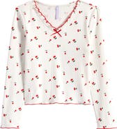Good Luck Girl Kids' Cherry Print Long Sleeve T-Shirt
