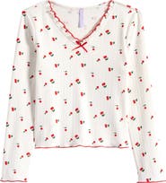 Good Luck Girl Kids' Cherry Print Long Sleeve T-Shirt
