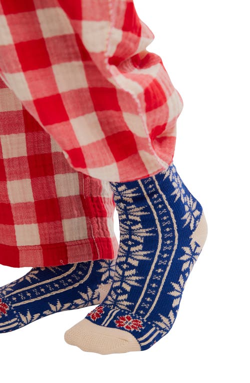 Free People Nearly Nordic Cotton Blend Crew Socks In Blue