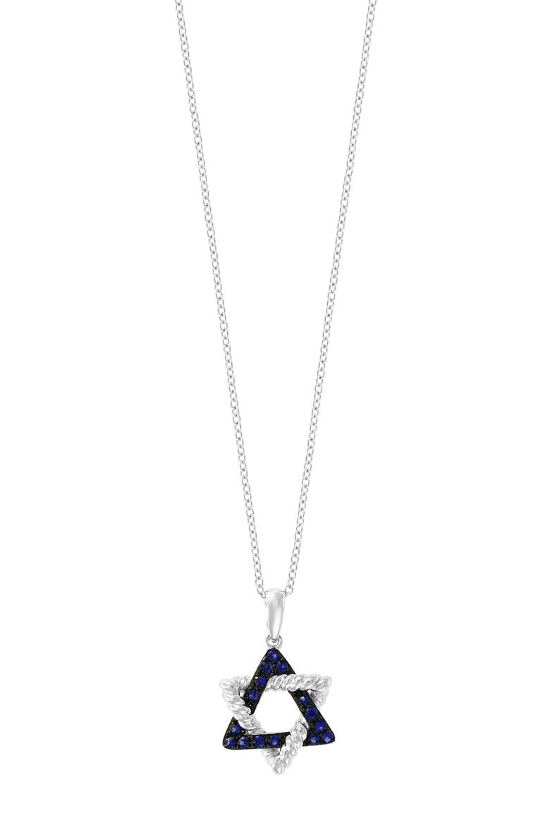 14K White Gold Sapphire Triangle Pendant Necklace, Alternate, color, BLUE