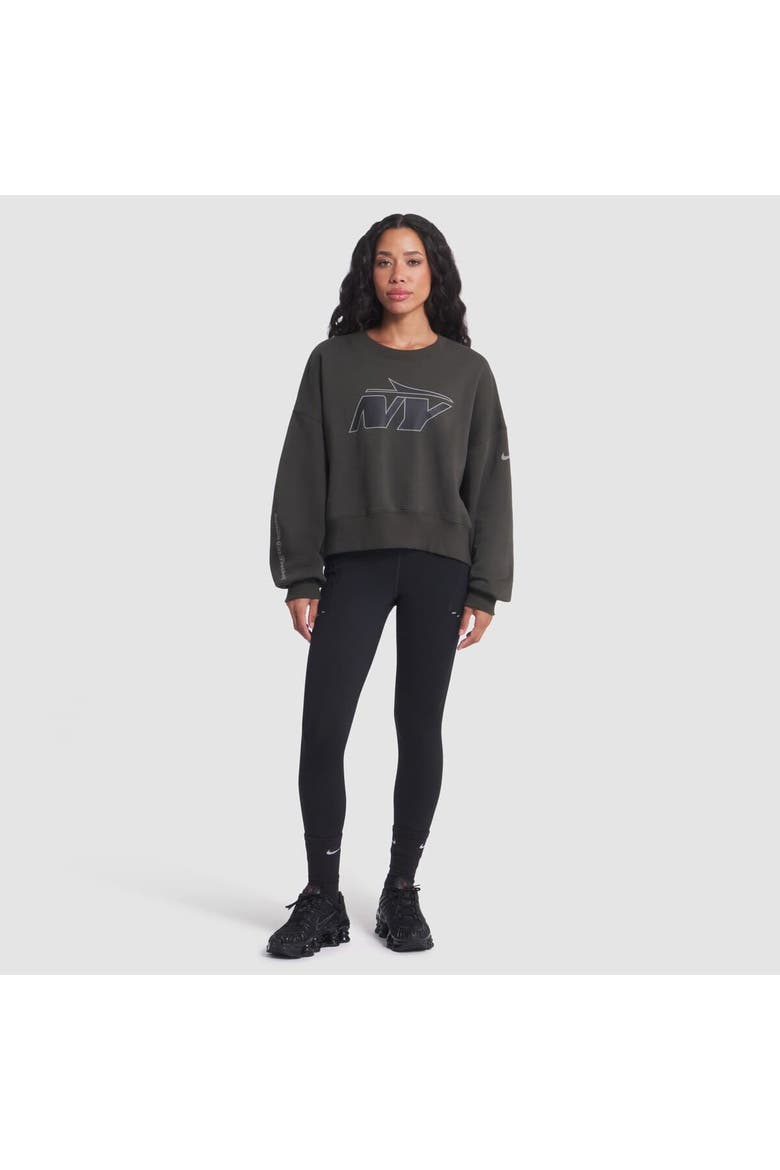 Women's Nike Gotham Green New York Jets 2025 Rivalries Collection Oversized Phoenix Fleece Sweatshirt, Alternate, color, Green