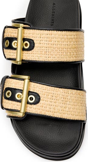 Sian Raffia Two-Strap Sandal