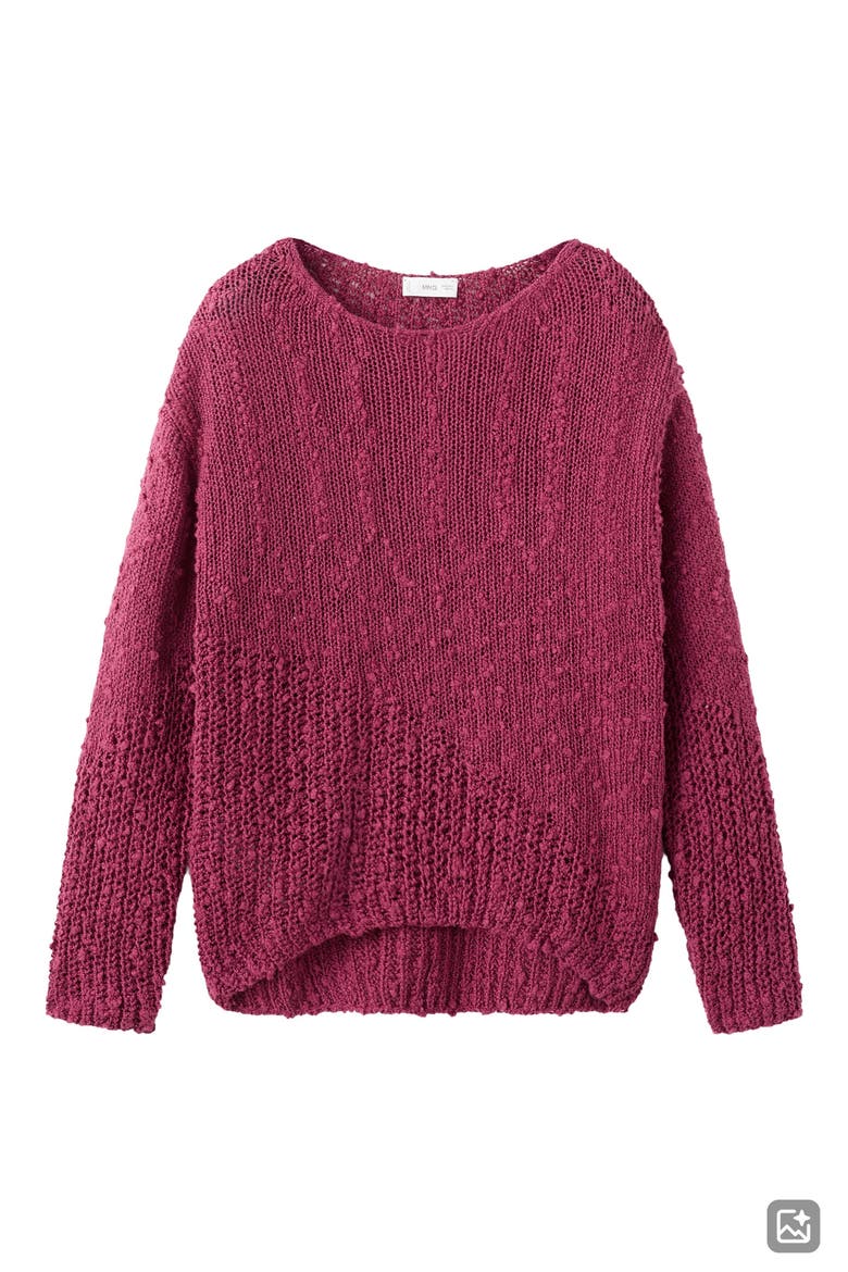 Nubby Oversize Cotton Blend Sweater, Alternate, color, CHERRY