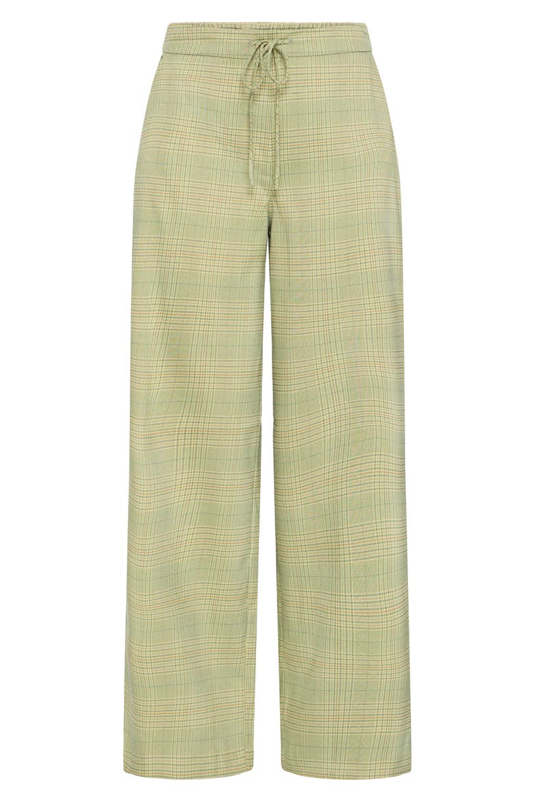 Ihjoli Plaid Drawstring Straight Leg Pants, Main, color, GREEN CHECK